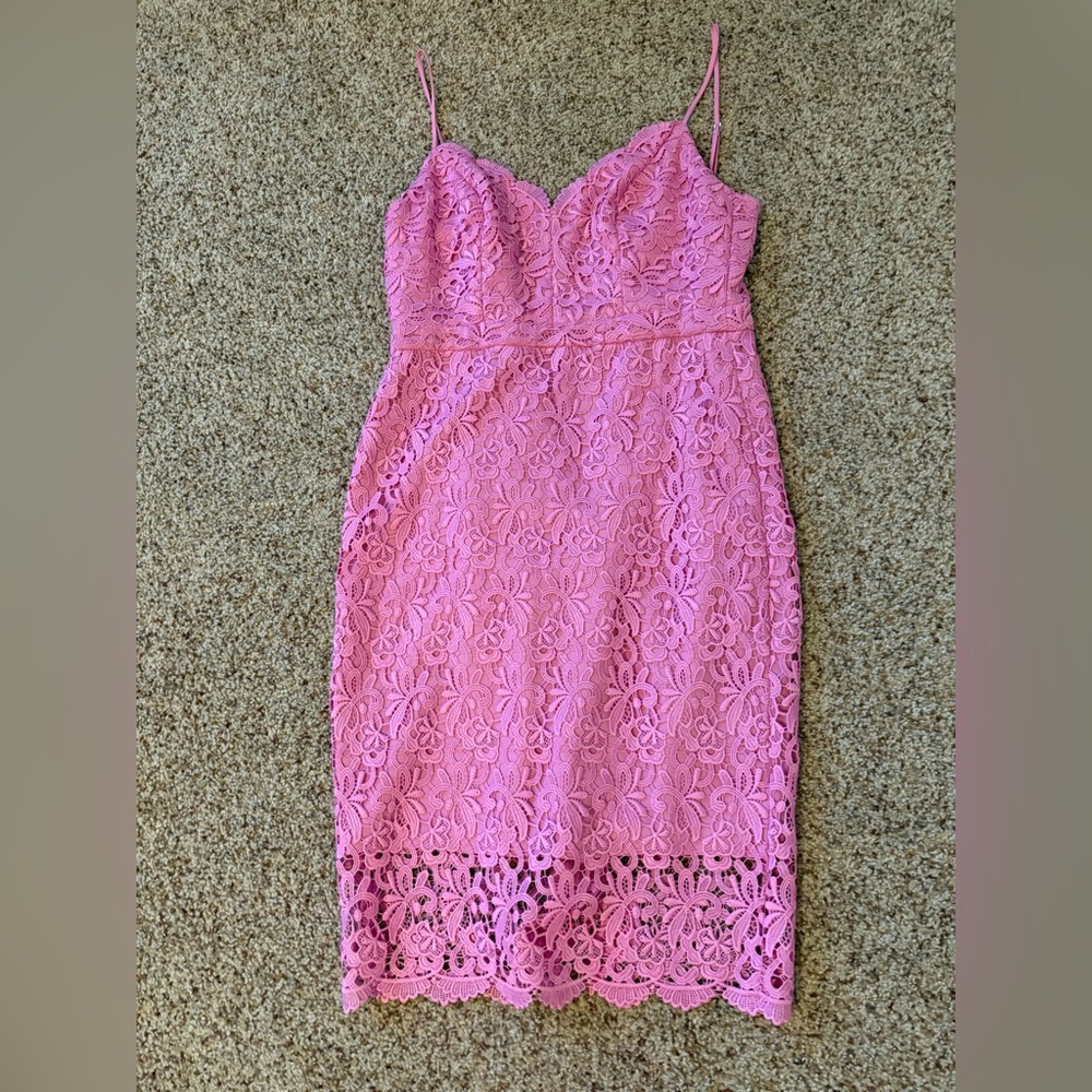 J. Crew Guipure Lace Spaghetti Strap Dress in pink